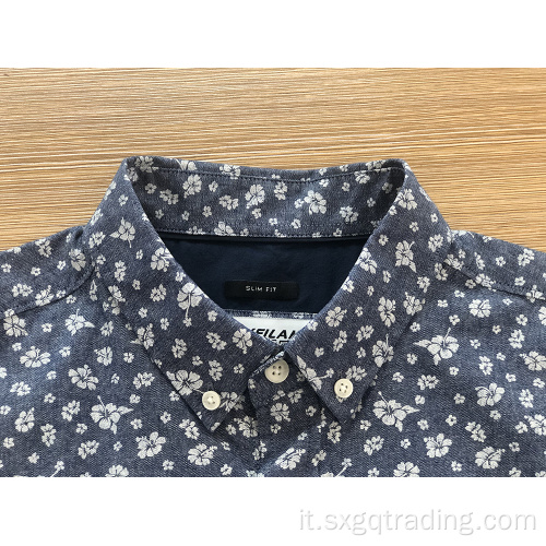 Camicia da uomo 100% cotone con stampa abbottonatura